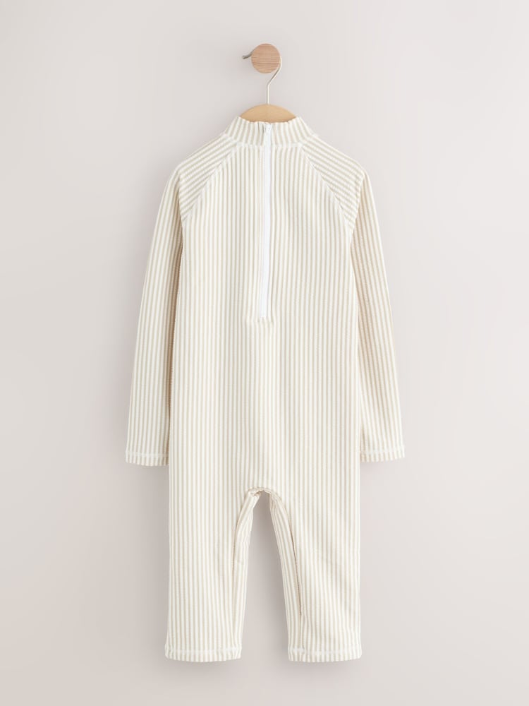 Neutral Stripe Sunsafe Swimsuit and Hat Set (3mths-7yrs) - Image 2 of 4