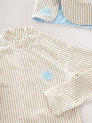 Neutral Stripe Sunsafe Swimsuit and Hat Set (3mths-7yrs) - Image 3 of 4