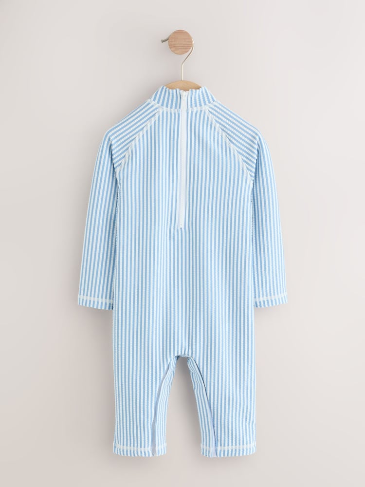 Light Blue Stripe Sunsafe Swimsuit and Hat Set (3mths-7yrs) - Image 2 of 4