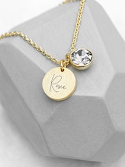 Personalised Birthstone Crystal and Disc Necklace by Treat Republic - Image 2 of 3