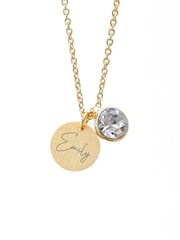 Personalised Birthstone Crystal and Disc Necklace by Treat Republic - Image 3 of 3