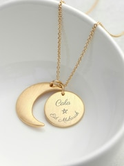 Personalised Eid Mubarak Matte Moon and Sun Necklace by Treat Republic - Image 1 of 4
