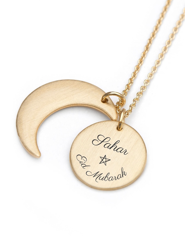 Personalised Eid Mubarak Matte Moon and Sun Necklace by Treat Republic - Image 4 of 4