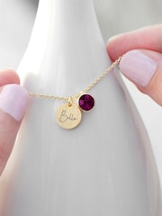 Personalised Birthstone Crystal and Disc Necklace by Treat Republic - Image 2 of 3