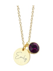 Personalised Birthstone Crystal and Disc Necklace by Treat Republic - Image 3 of 3