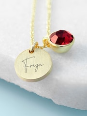 Personalised Birthstone Crystal and Disc Necklace by Treat Republic - Image 2 of 3