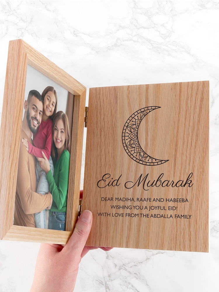 Personalised Eid Mubarak Oak Book Photo Frame by Treat Republic - Image 2 of 4
