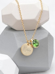 Personalised Birthstone Crystal and Disc Necklace by Treat Republic - Image 1 of 3