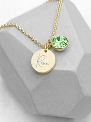 Personalised Birthstone Crystal and Disc Necklace by Treat Republic - Image 2 of 3