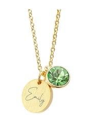 Personalised Birthstone Crystal and Disc Necklace by Treat Republic - Image 3 of 3