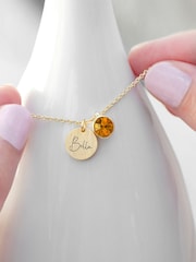 Personalised Birthstone Crystal and Disc Necklace by Treat Republic - Image 2 of 3