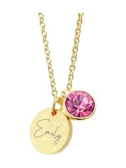Personalised Birthstone Crystal and Disc Necklace by Treat Republic - Image 3 of 3