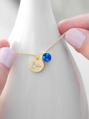 Personalised Birthstone Crystal and Disc Necklace by Treat Republic - Image 2 of 3
