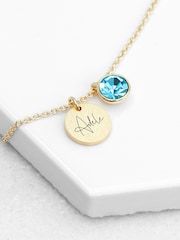 Personalised Birthstone Crystal and Disc Necklace by Treat Republic - Image 2 of 3
