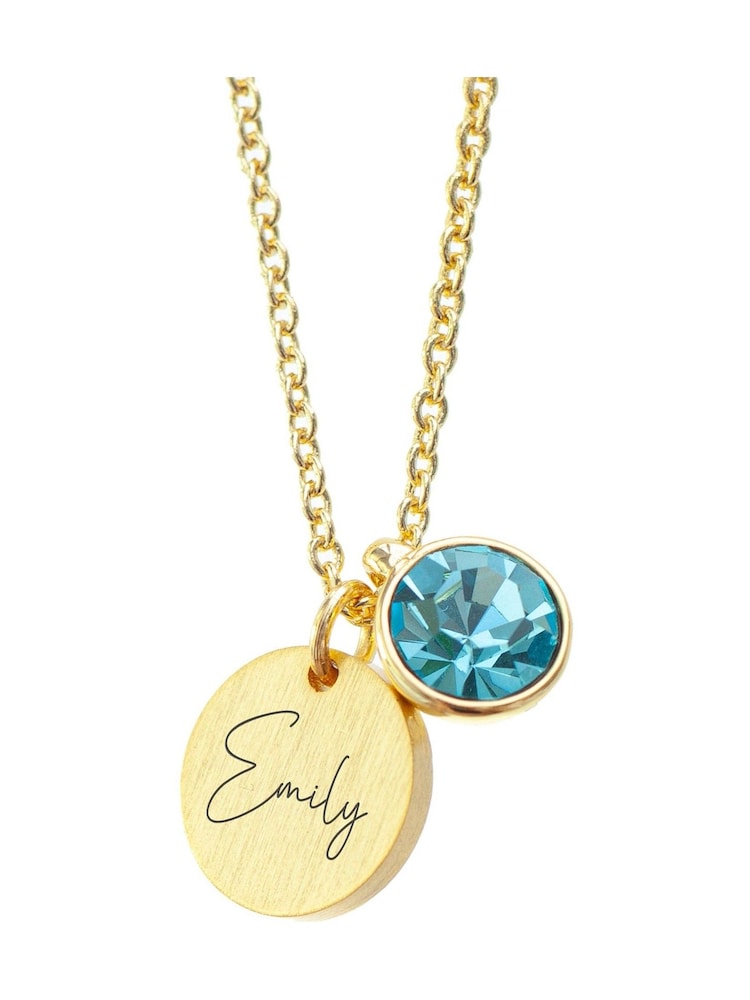 Personalised Birthstone Crystal and Disc Necklace by Treat Republic - Image 3 of 3