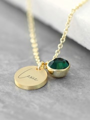 Personalised Birthstone Crystal and Disc Necklace by Treat Republic - Image 2 of 3