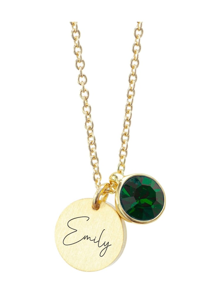 Personalised Birthstone Crystal and Disc Necklace by Treat Republic - Image 3 of 3