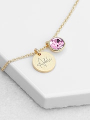 Personalised Birthstone Crystal and Disc Necklace by Treat Republic - Image 2 of 3