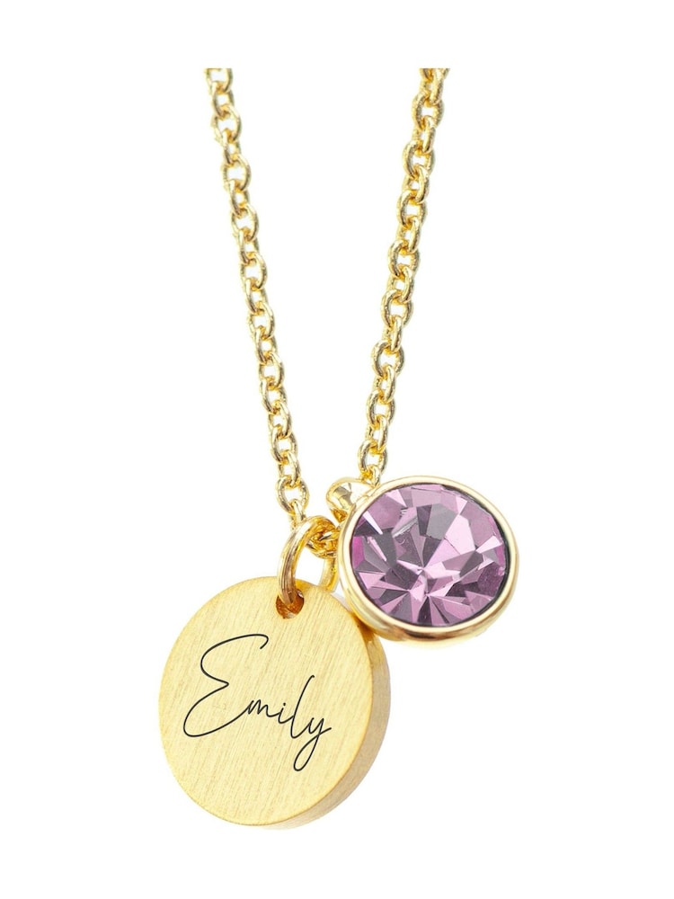Personalised Birthstone Crystal and Disc Necklace by Treat Republic - Image 3 of 3