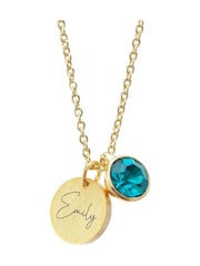 Personalised Birthstone Crystal and Disc Necklace by Treat Republic - Image 3 of 3