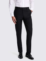 MOSS Black Tailored Fit Black Twill Trousers - Image 1 of 3