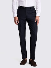 MOSS Blue Tailored Fit Navy Twill Trousers - Image 1 of 3
