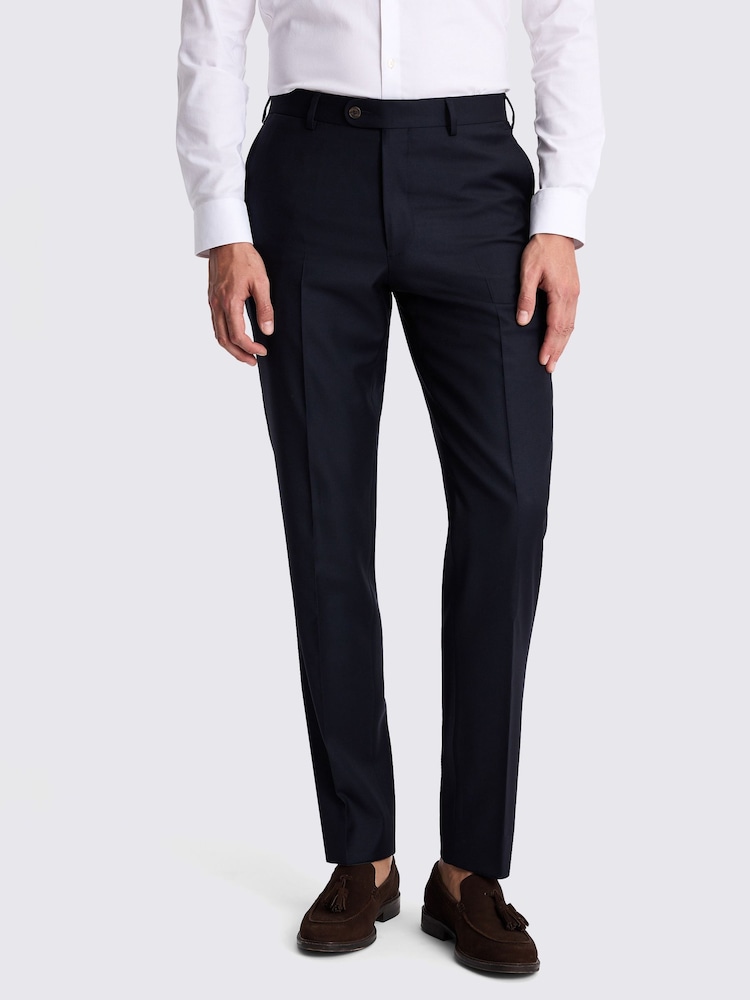 MOSS Blue Tailored Fit Navy Twill Trousers - Image 1 of 3