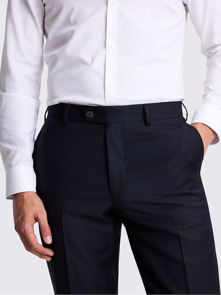 MOSS Blue Tailored Fit Navy Twill Trousers - Image 3 of 3