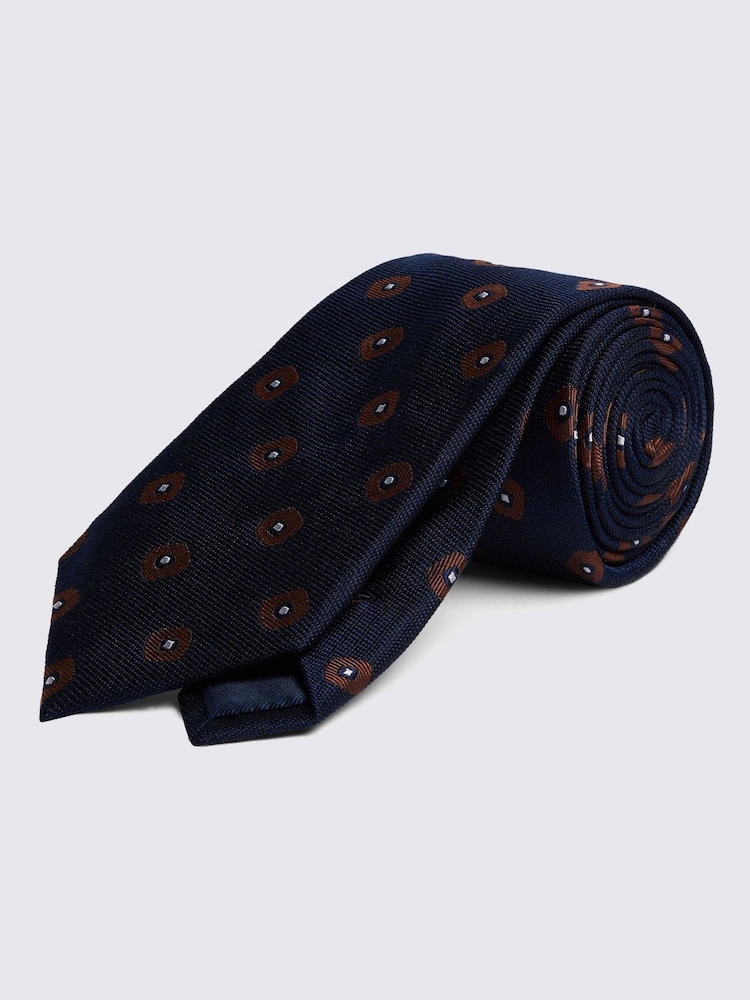 MOSS Blue Navy Rust Geo Tie - Image 1 of 2 MOSS Blue Navy Rust Geo Tie - Image 1 of 2