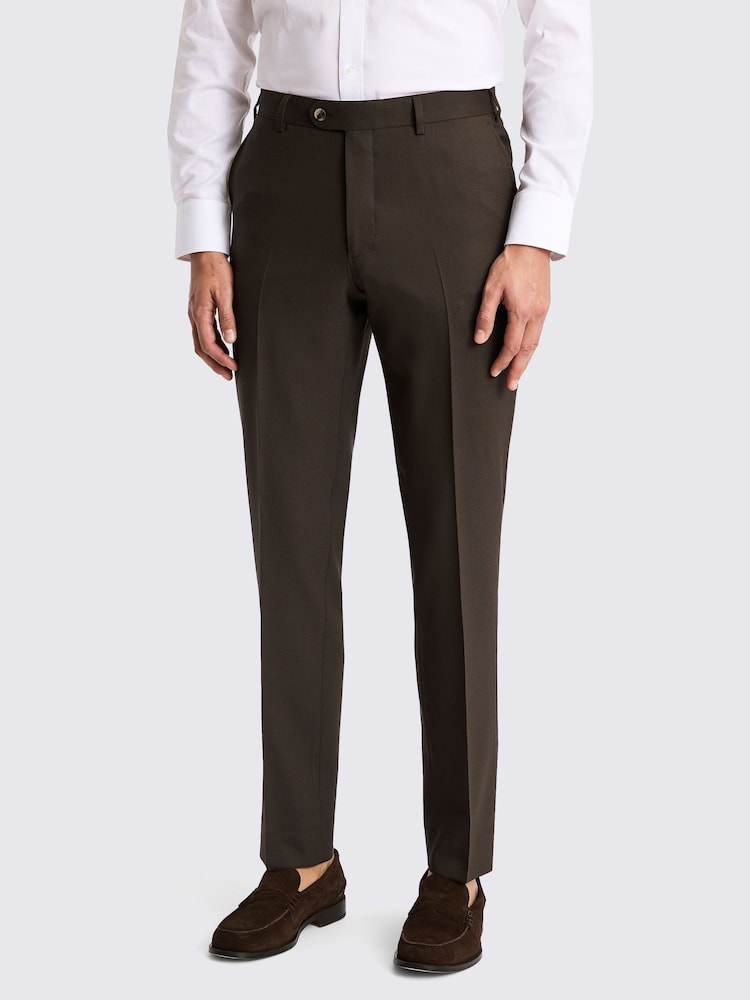 MOSS Brown Italian Tailored Fit Brown Trousers - Image 1 of 3