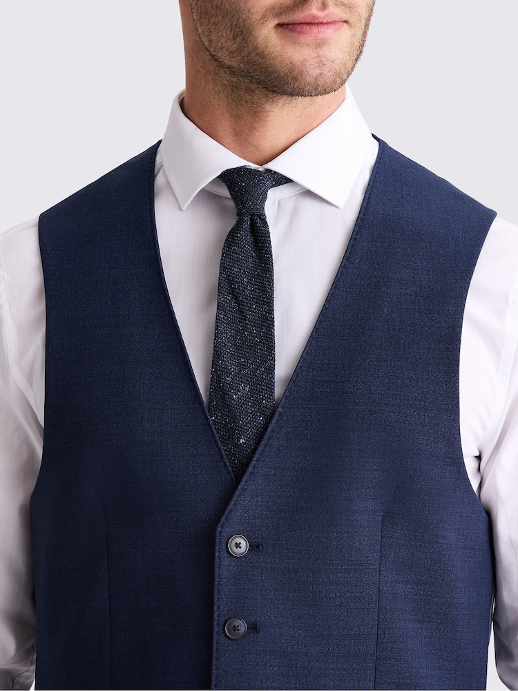 MOSS Blue Tailored Fit Blue Waistcoat - Image 3 of 3