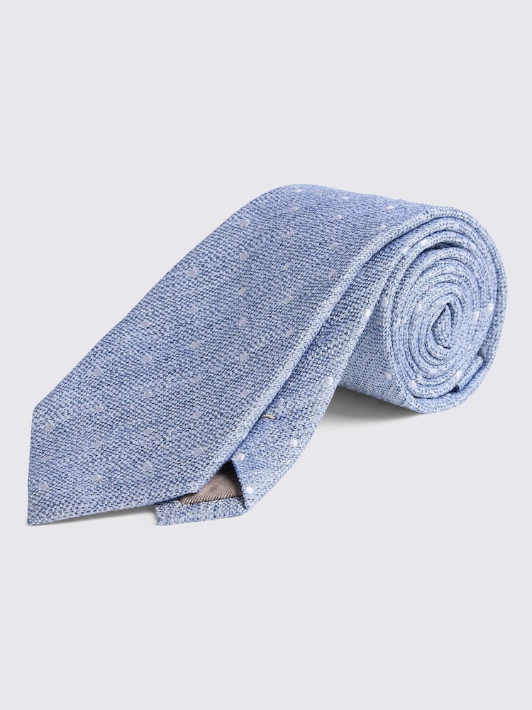 MOSS Blue Mid Blue Polka Dot Tie - Image 1 of 2 MOSS Blue Mid Blue Polka Dot Tie - Image 1 of 2