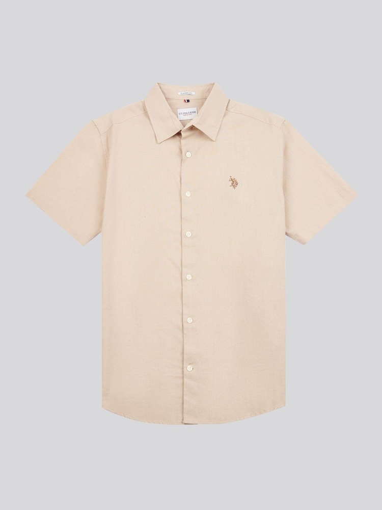 U.S. Polo Assn. Natural Mens Linen Blend Short Sleeve Shirt - Image 1 of 3