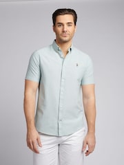 U.S. Polo Assn. Green Mens 100% Cotton Short Sleeve Oxford Shirt - Image 1 of 7