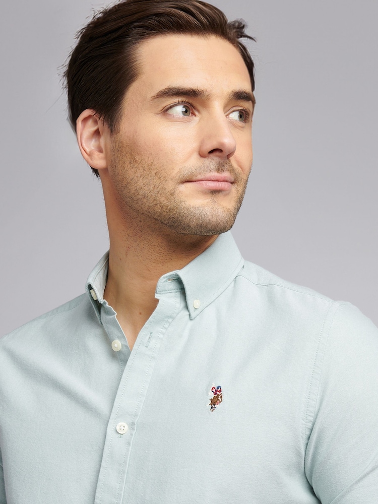 U.S. Polo Assn. Green Mens 100% Cotton Short Sleeve Oxford Shirt - Image 2 of 7