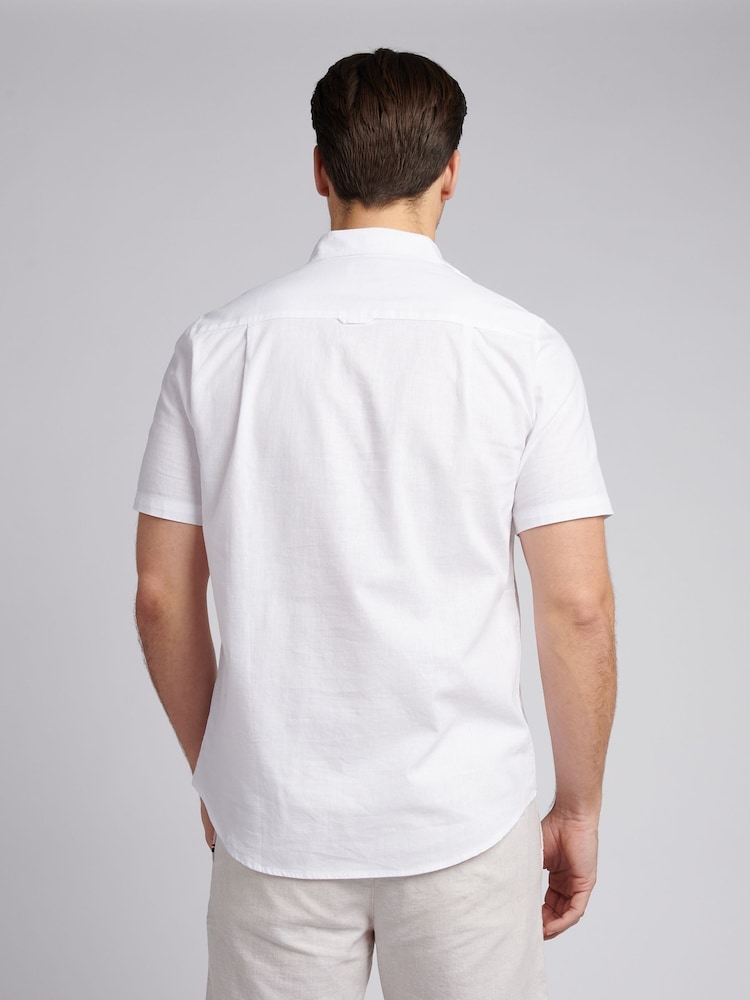 U.S. Polo Assn. White Mens Linen Blend Short Sleeve Shirt - Image 2 of 7