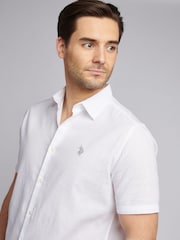 U.S. Polo Assn. White Mens Linen Blend Short Sleeve Shirt - Image 4 of 7