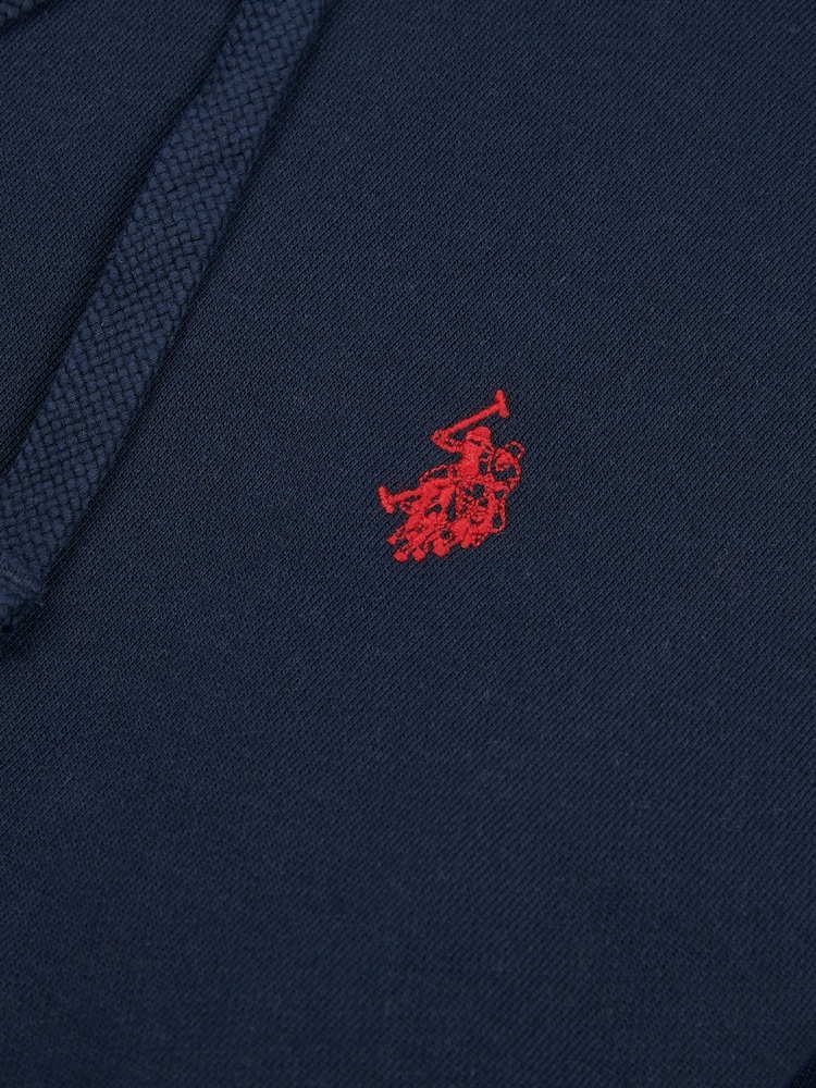 U.S. Polo Assn. Blue Mens Double Horsemen Loopback Hoodie - Image 4 of 4