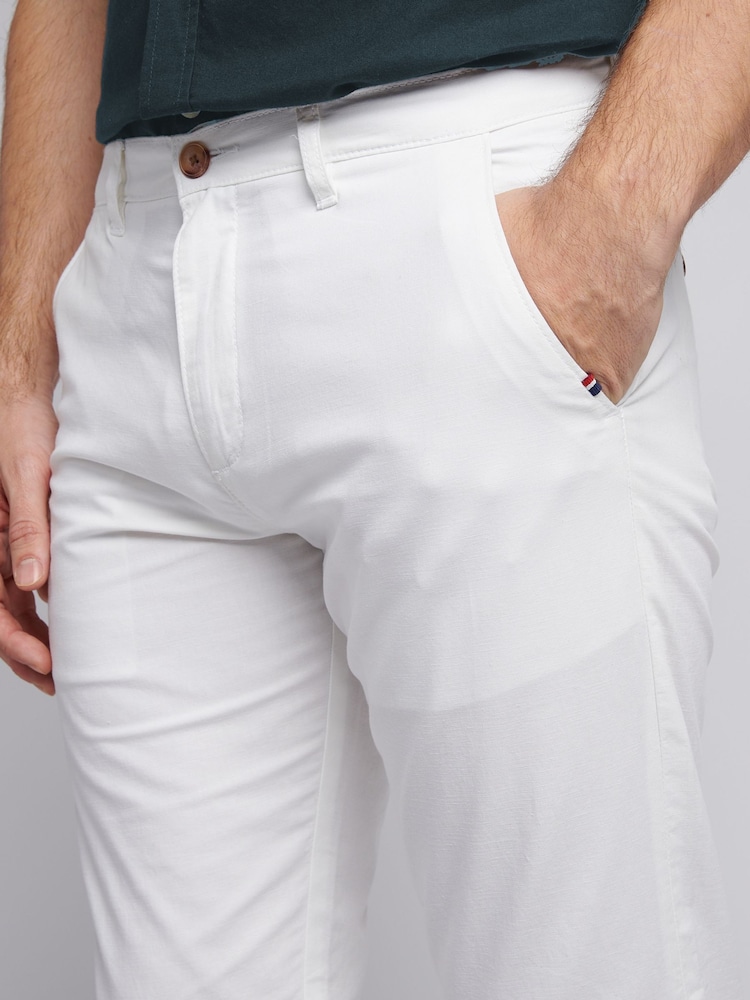 U.S. Polo Assn White Mens Linen Blend Chino Trousers - Image 4 of 9