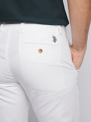U.S. Polo Assn White Mens Linen Blend Chino Trousers - Image 5 of 9