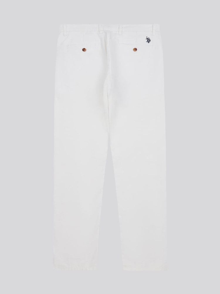 U.S. Polo Assn White Mens Linen Blend Chino Trousers - Image 7 of 9