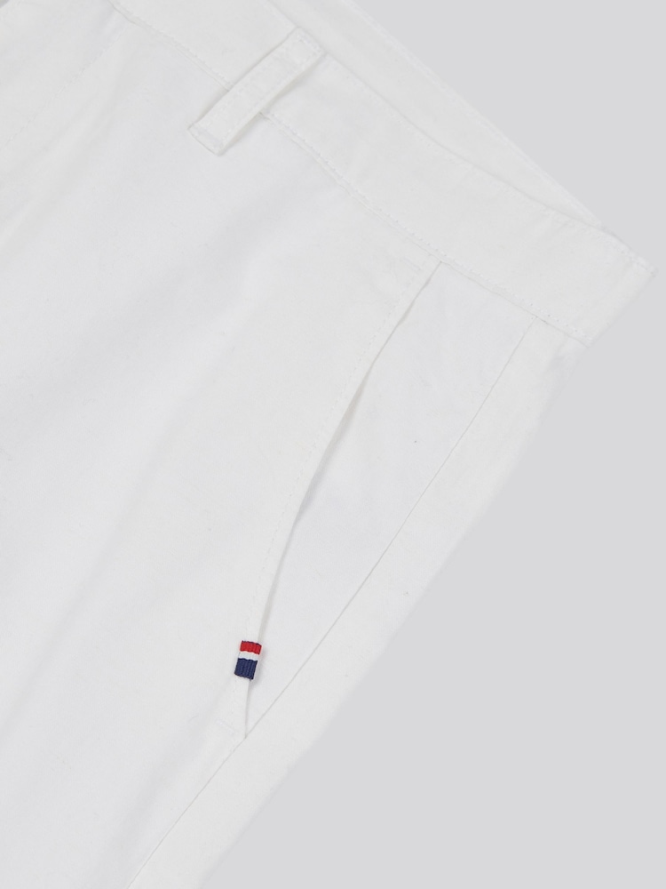 U.S. Polo Assn White Mens Linen Blend Chino Trousers - Image 8 of 9