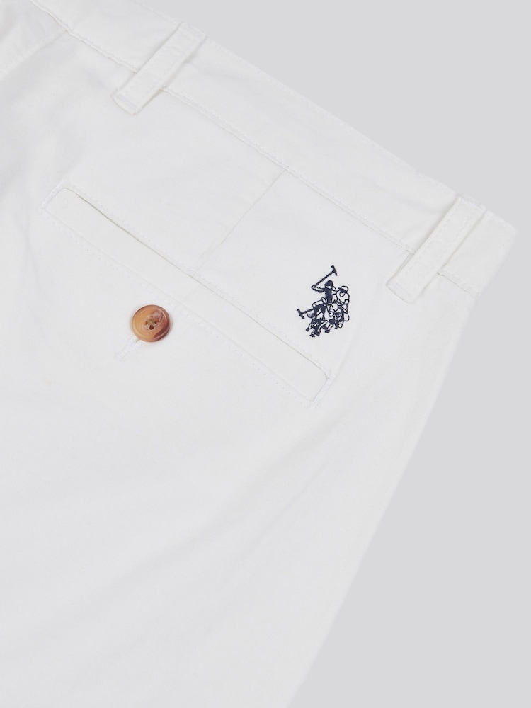 U.S. Polo Assn White Mens Linen Blend Chino Trousers - Image 9 of 9