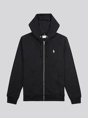U.S. Polo Assn. Black Mens Double Horsemen Loopback Zip Hoodie - Image 1 of 4