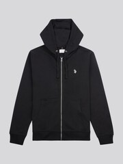 U.S. Polo Assn. Black Mens Double Horsemen Loopback Zip Hoodie - Image 5 of 8
