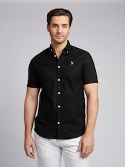 U.S. Polo Assn. Black Mens 100% Cotton Short Sleeve Oxford Shirt - Image 1 of 7