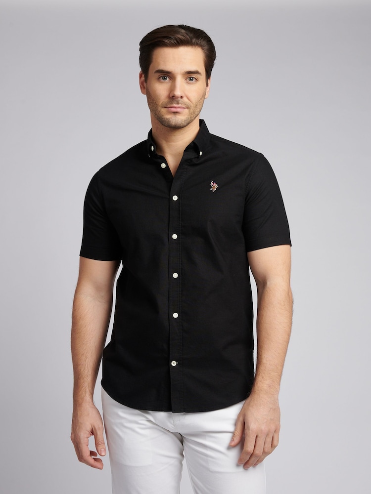 U.S. Polo Assn. Black Mens 100% Cotton Short Sleeve Oxford Shirt - Image 1 of 7