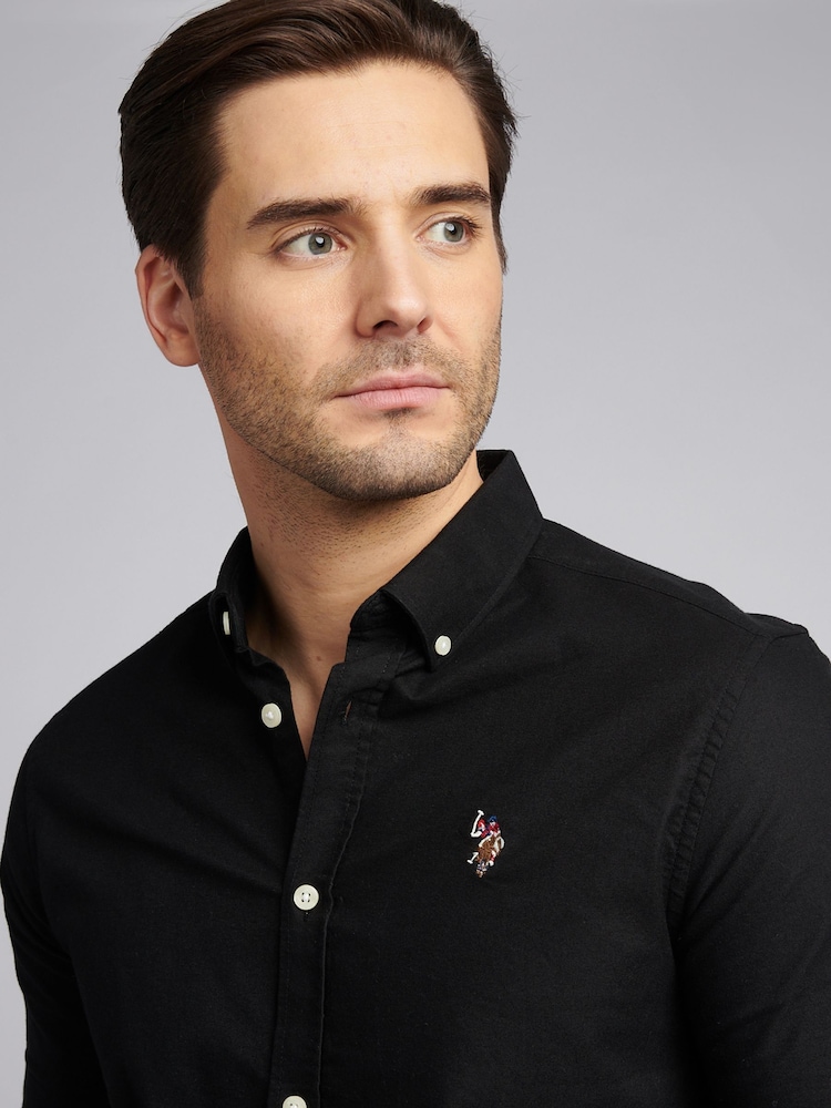 U.S. Polo Assn. Black Mens 100% Cotton Short Sleeve Oxford Shirt - Image 4 of 7