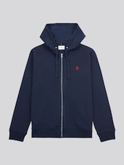 U.S. Polo Assn. Blue Mens Double Horsemen Loopback Zip Hoodie - Image 1 of 4
