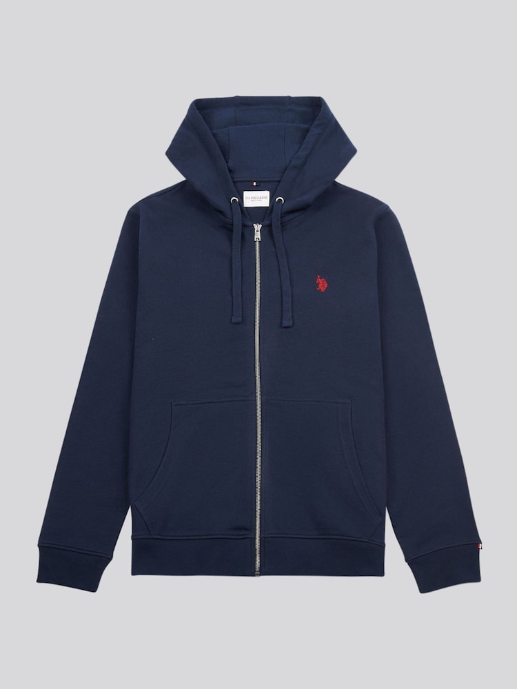 U.S. Polo Assn. Blue Mens Double Horsemen Loopback Zip Hoodie - Image 1 of 4